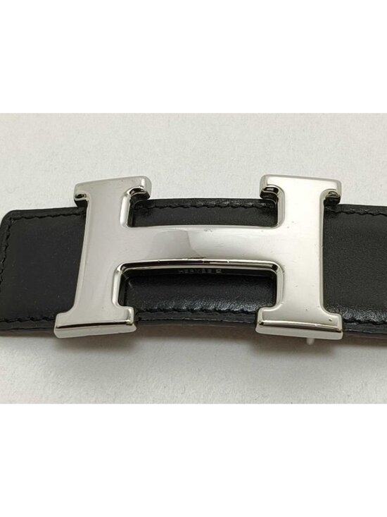 Hermes Belt Constance Black Gold Leather Reversible Silver main image 4